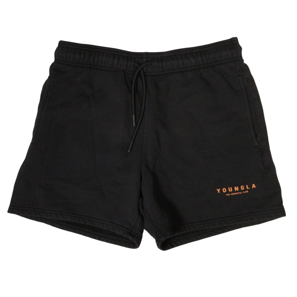 YOUNGLA Sweat Shorts Gym Athletic Drawstring Black Cotton Men XL